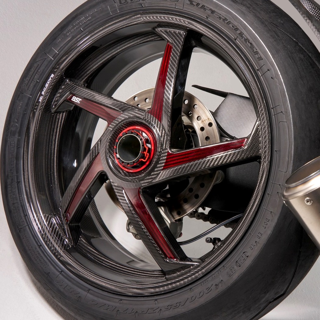 BST Star TEK Carbon Fiber Rear Wheel for the Ducati 1299 / 1199 / V4 /V2  Panigale, 1098 / 1198, Streetfighter 1098/V4/V2, Supersport, Multistrada  1200, 1260, V4 Pikes Peak, Monster 1200, and Norton V4SV / V4CR - 6.0 x 17